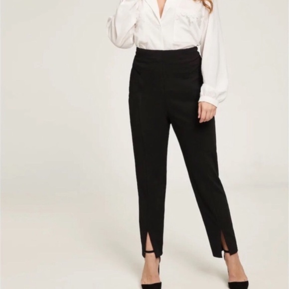 The Chic Petunia Pants - Crepe Black Dressy or Casual Straight Leg Split Hem pants